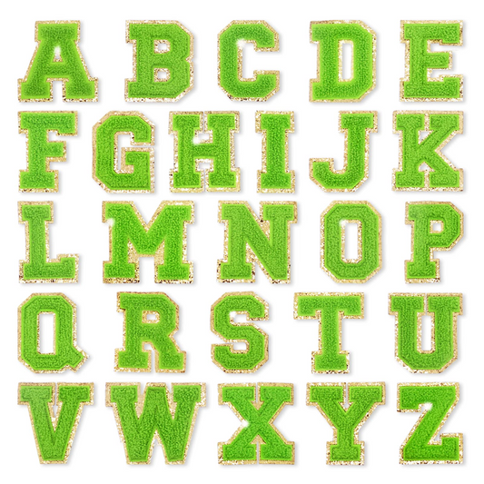 Gold Glitter Border Letter A-Z Patch (Green)