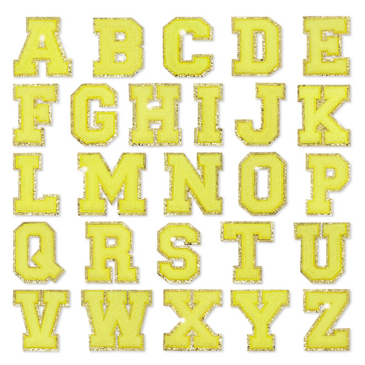 Gold Glitter Border Letter A-Z Patch (Yellow)